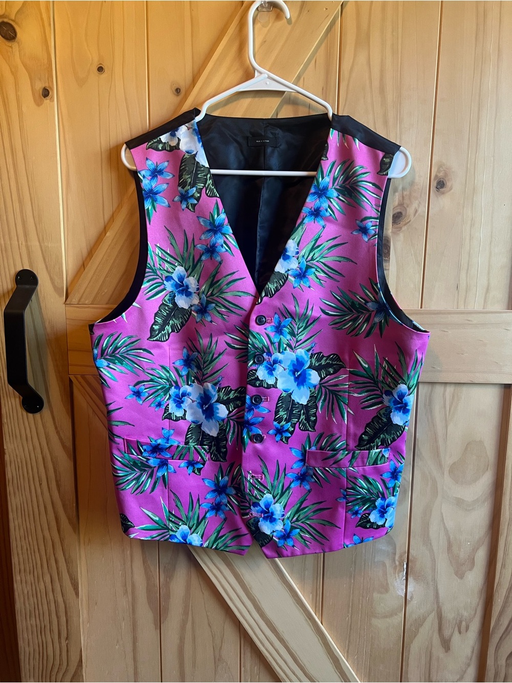 jf j.ferrar Mens Pink Floral Tropical Button Vest Size L Wedding Tropical Tropic